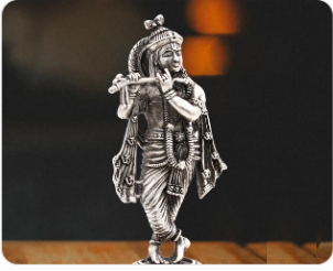 Divine Silver Krishna Idol Udala